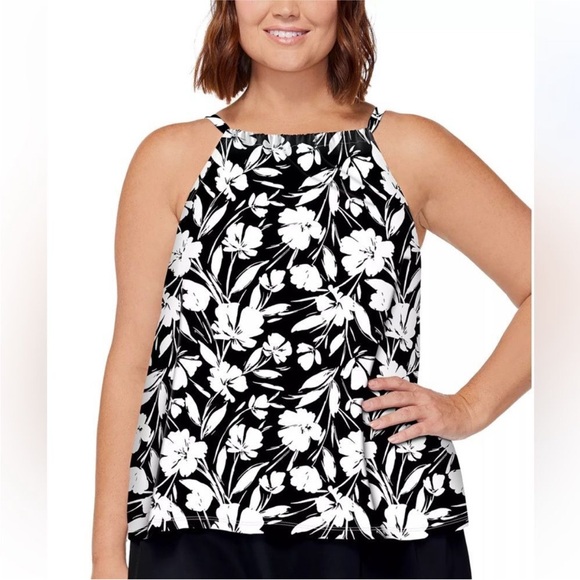 Island Escape Printed Cali Underwire Tankini Swim Top Size 14 - Picture 9 of 10